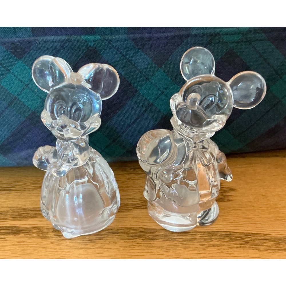 Lenox Crystal Mickey & Minnie Mouse Figurines Full Lead Crystal Germany Set
